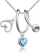 🩺 luhe stethoscope pendant necklace: 925 sterling silver heart charm - ideal doctor & nurse graduation gift logo