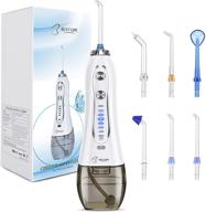 🚿 enhanced oral hygiene: 5-mode cordless water flosser with 6 jet tips and ipx7 waterproofing logo