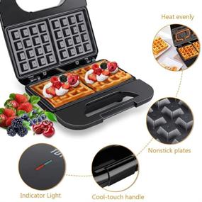 img 3 attached to Top-rated TUTIN Belgian Waffle Maker: 2-Slice Non-Stick Iron with Stable Heating, Indicator Lights, Compact Design - Perfect for Camping, Gifts, Kids and Adults - Black