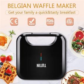 img 1 attached to Top-rated TUTIN Belgian Waffle Maker: 2-Slice Non-Stick Iron with Stable Heating, Indicator Lights, Compact Design - Perfect for Camping, Gifts, Kids and Adults - Black