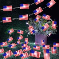 2 pack american flag lights 10ft 40 led for indoor outdoor | patriotic decoration in red, white, blue | battery operated lights for 4th of july, independence day, national day логотип