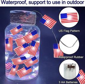 img 2 attached to 2 Pack American Flag Lights 10ft 40 LED for Indoor Outdoor | Patriotic Decoration in Red, White, Blue | Battery Operated Lights for 4th of July, Independence Day, National Day