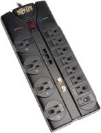 tripp lite tlp1208sat surge protector power strip: 12 outlets, 8ft cord, rj11/rj45/coax/ethernet protection, $250k insurance - black logo