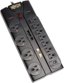 img 4 attached to Tripp Lite TLP1208SAT Surge Protector Power Strip: 12 Outlets, 8ft Cord, RJ11/RJ45/Coax/Ethernet Protection, $250K Insurance - Black