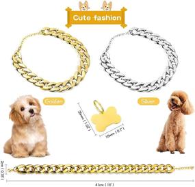 img 3 attached to 🐕 2 Piece Golden Dog Chain Collars - Fashionable and Cool Plastic Cat and Dog Chain Pet Necklaces - Strong and Light Metal Dog Tags - Ideal for Small and Medium-Sized Cat and Dog Accessories - Adjustable 16-19 Inches