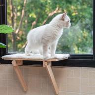 🐱 sturdy wooden cat window perch - secure cat window perch shelf with cozy plush cushion - kitty sill window perch cat window bed & seat for indoor kitten - holds up to 35lb (may not fit all windows) logo