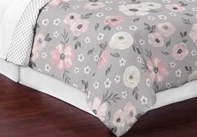 img 1 attached to 🌸 Grey Watercolor Floral Full/Queen Bedding Comforter Set for Girls - 3 Pieces - Blush Pink Gray and White Shabby Chic Rose Flower Polka Dot Farmhouse by Sweet Jojo Designs