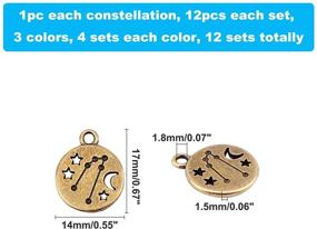 img 3 attached to PandaHall 144 Pieces 12 Set Zodiac Round Charms: Metal Double Sided Charms for DIY Jewelry Making