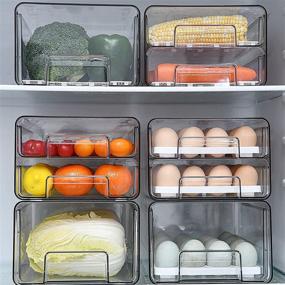 img 3 attached to 🥚 32 Grid Large Capacity Egg Holder for Refrigerator, Double Layer Drawer Type, Multi-Function Storage Container Organizer, BPA-Free, Clear, with Removable Egg Tray and Drain Tray