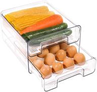 🥚 32 grid large capacity egg holder for refrigerator, double layer drawer type, multi-function storage container organizer, bpa-free, clear, with removable egg tray and drain tray логотип