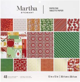 img 2 attached to Martha Stewart Red/White/Greenery 12x12 Paper Pad - Vibrant Multicolor Crafting Sheets