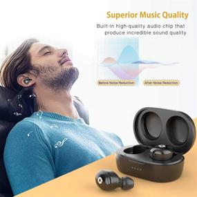 img 3 attached to High-quality Bluetooth 5.0 Stereo True 🎧 Wireless Earbuds with Charging Case and Built-in Microphones