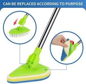 img 3 attached to 🧽 JDNOZW 2 in 1 Scrub Cleaning Brush with Extendable Handle – Stiff Bristle & Sponge Brushes, Lightweight Detachable Shower Scrubber for Bathroom Cleaning