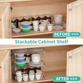 img 3 attached to 🌶️ Stackable Spice Shelf Organizer for Kitchen Cabinets – Stainless Steel Spice Storage with Safety Guardrail – Silver