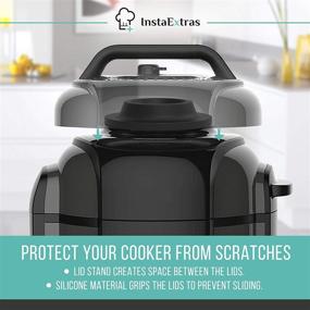 img 3 attached to 🔝 Lid Stand Compatible with Ninja Foodi - Space-Saving Accessories for Ninja Pressure Cooker Air Fryer 5 qt. Compact, 6.5 Qt, 8 Quart Deluxe XL - Silicone Lid Holder, Convenient Top Storage for Pressure Lid