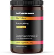 unlock your potential with nova three labs' max perform: the ultimate rainbow candy powdered preworkout formula for unparalleled performance and reduced fatigue logo