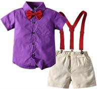 tem doger baby little boys summer outfit shirt bowtie vest suspender pants shorts gentleman set overalls clothes 6 months to 6 years logo