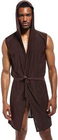 img 1 attached to 👕 Sleeveless Summer Hooded Bathrobe for Men - Mendove Men's Clothing and Sleep & Lounge