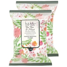 img 4 attached to 🌿 Nicole Miller Tea Tree and Mint Facial Cleansing and Makeup Remover Wipes - 2 Packs, 30 Count Each