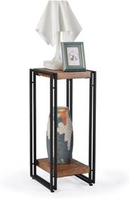 img 1 attached to 🌼 Compact and Stylish: FIVEGIVEN Tall Side End Table for Small Spaces, Ideal Narrow Nightstand for Rustic Brown Bedroom, 27.6 Inch