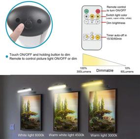 img 3 attached to 🌟 Enhanced Remote Control Rechargeable Picture Light with Stepless Dimming - Full Metal Art Display Lamp, 300Lumens Accent Light for Frame Portrait Pictures, Dartboard