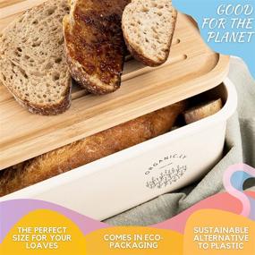 img 2 attached to Rustic Farmhouse White Bread Box - Large Storage Container with Bamboo Wood Lid 🍞 for Kitchen Countertop - Stylish Bread Holder Bin and Decor Aesthetic - Bread Container Saver