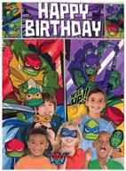 🐢 multi-colored teenage mutant ninja turtles birthday scene setter with photo props - 17 pcs, one size logo