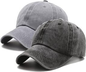 img 4 attached to 🧢 PFFY 2 Packs Vintage Distressed Baseball Cap for Men and Women - Ideal Dad Golf Hat