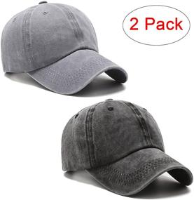 img 3 attached to 🧢 PFFY 2 Packs Vintage Distressed Baseball Cap for Men and Women - Ideal Dad Golf Hat