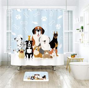 img 2 attached to 🐶 Красочный мультяшный душевой занавес с собакой - идеально подходит для детского ванной комнаты!