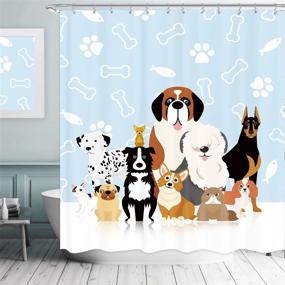 img 4 attached to 🐶 Colorful Cartoon Dog Shower Curtain - Perfect for Kids' Bathroom Décor!