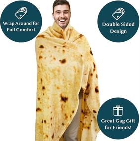 img 2 attached to 🌯 Pavilia Burritos Tortilla Blanket - Giant Novelty Food Wrap Throw, Double Sided Round Burrito Design - Funny Gag Gift for Adults and Kids, Soft Microfiber, Yellow (70 Inches)