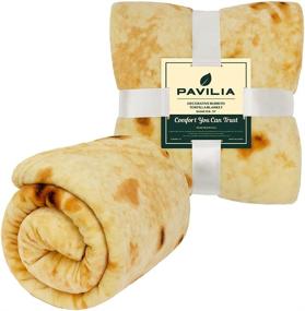 img 3 attached to 🌯 Pavilia Burritos Tortilla Blanket - Giant Novelty Food Wrap Throw, Double Sided Round Burrito Design - Funny Gag Gift for Adults and Kids, Soft Microfiber, Yellow (70 Inches)