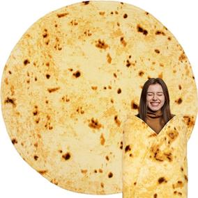 img 4 attached to 🌯 Pavilia Burritos Tortilla Blanket - Giant Novelty Food Wrap Throw, Double Sided Round Burrito Design - Funny Gag Gift for Adults and Kids, Soft Microfiber, Yellow (70 Inches)
