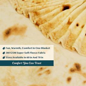 img 1 attached to 🌯 Pavilia Burritos Tortilla Blanket - Giant Novelty Food Wrap Throw, Double Sided Round Burrito Design - Funny Gag Gift for Adults and Kids, Soft Microfiber, Yellow (70 Inches)