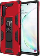 samsung galaxy note 10 plus case military grade shockproof with kickstand stand built-in magnetic car mount armor heavy duty protective case for galaxy note 10 plus phone case (red) logo