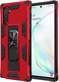 img 4 attached to Samsung Galaxy Note 10 Plus Case Military Grade Shockproof With Kickstand Stand Built-In Magnetic Car Mount Armor Heavy Duty Protective Case For Galaxy Note 10 Plus Phone Case (Red)