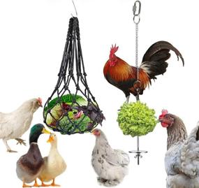 img 4 attached to LeerKing Chicken Toys: 2 Pcs Hanging Vegetable Feeder for Coop - Poultry Fruit Skewer, Cabbage Bag & Chewing Treats for Hens, Ducks & Birds