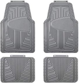 img 4 attached to 🚗 Amazon Basics Premium Rubber Floor Mat Set for Cars, SUVs, and Trucks: All-Weather Protection, Grey