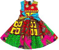 hongyuamy african vintage print sleeveless dresses with tie waist for girls logo