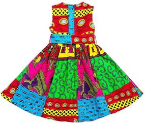 img 3 attached to HongyuAmy African Vintage Print Sleeveless Dresses with Tie Waist for Girls