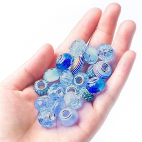 img 4 attached to 📿 Premium Glass Beads for Jewelry Making: European Spacer Beads, Metal Resin Big Hole Beads with Silver Core - 60pcs Craft Rhinestone Loose Beads for Women, Girls, Kids DIY Bracelets, Necklaces