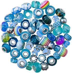 img 3 attached to 📿 Premium Glass Beads for Jewelry Making: European Spacer Beads, Metal Resin Big Hole Beads with Silver Core - 60pcs Craft Rhinestone Loose Beads for Women, Girls, Kids DIY Bracelets, Necklaces