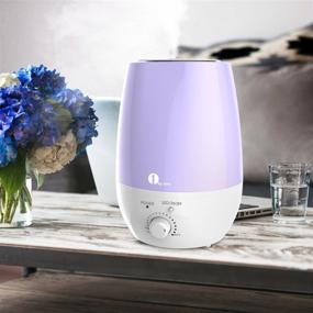 img 1 attached to 💧 1byone 6L Cool Mist Air Ultrasonic Humidifier for Bedroom with Essential Oils Diffuser, Night Light, Auto Shut-off - Ideal for Plants, Baby Kids - Easy to Clean & Ultra Quiet (Blue)