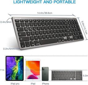 img 2 attached to Ultra-Thin Wireless Bluetooth Keyboard with Numeric Keypad - Multi-Device, Rechargeable, Gray