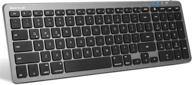 ultra-thin wireless bluetooth keyboard with numeric keypad - multi-device, rechargeable, gray logo
