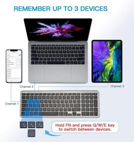 img 3 attached to Ultra-Thin Wireless Bluetooth Keyboard with Numeric Keypad - Multi-Device, Rechargeable, Gray