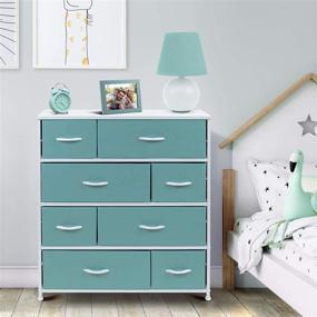 img 3 attached to Sorbus 8-Drawer Dresser - Aqua Bedside Furniture & Night Stand End Table for Home, Bedroom Accessories, Office, College Dorm - Steel Frame, Wood Top