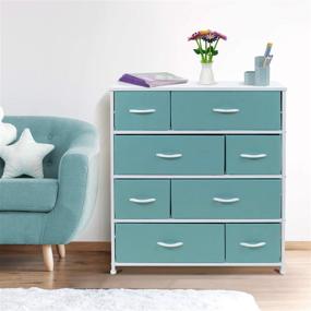 img 1 attached to Sorbus 8-Drawer Dresser - Aqua Bedside Furniture & Night Stand End Table for Home, Bedroom Accessories, Office, College Dorm - Steel Frame, Wood Top