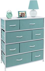 img 2 attached to Sorbus 8-Drawer Dresser - Aqua Bedside Furniture & Night Stand End Table for Home, Bedroom Accessories, Office, College Dorm - Steel Frame, Wood Top